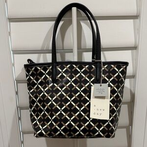 A New Day NWT Black Pattern mini Tote with detachable Crossbody strap